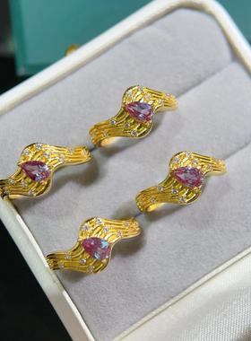 水滴形4*6mm波浪边风琴褶女戒