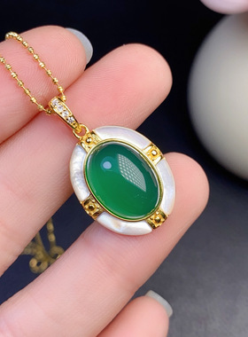 天然绿玉髓耳钉 925银镶  支持鉴定主石尺寸：10*14mm