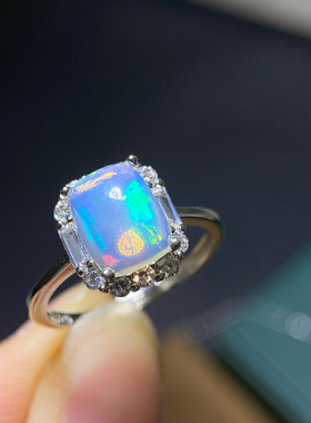 银镀金戒指空托椭圆形7*9mm时尚百搭镶嵌欧泊蛋白石戒指