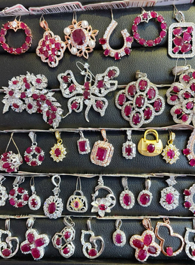 天然红宝石吊坠女款s925纯银镶嵌钻石彩宝项链锁骨链时尚百搭