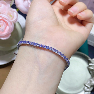 经典款坦桑石手链主石圆3*3mm 坦桑尼亚宝石天然坦桑石可鉴定