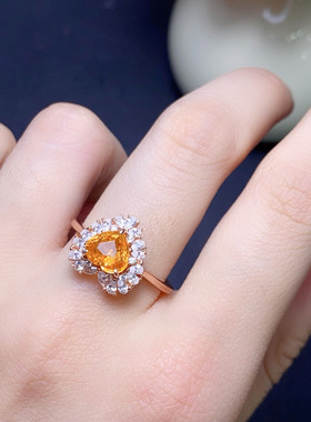 天然刻面芬达戒指主石7mm颗颗精品！s925纯银精工镶嵌