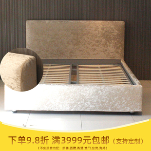 现代风格 带箱冰花绒布软床 1.5米床多色 2000简约布艺床订制 1800