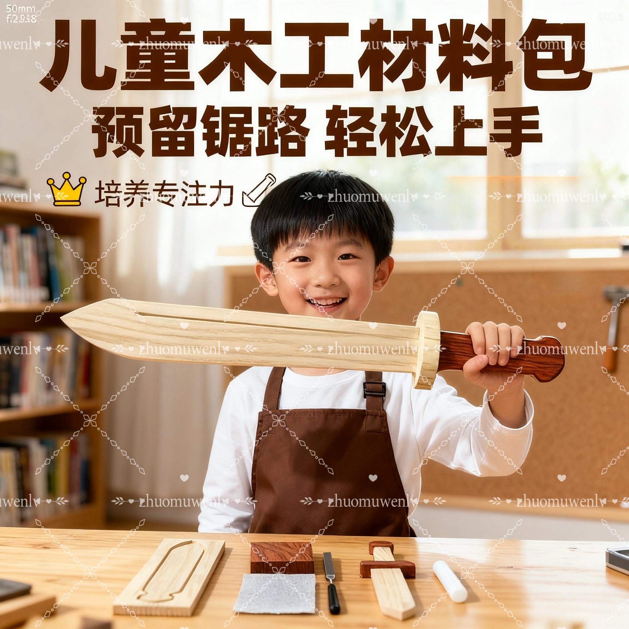 亲子DIY木剑玩具半成品儿童木工坊材料包手工diy木质宝剑木料幼儿