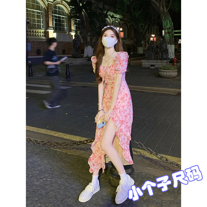 小个子新款法式复古碎花连衣裙女