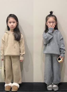 女童时髦套装秋装2025新款儿童网红针织毛衣裤子女孩春秋款两件套