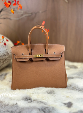 原厂小牛Togo全手工蜡线缝制进口皮铂金包bk金棕手提女包 Zzymode