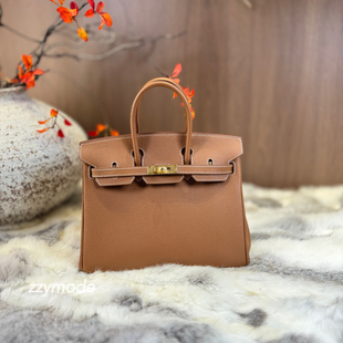 原厂小牛Togo全手工蜡线缝制进口皮铂金包bk金棕手提女包 Zzymode