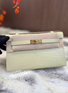 ZZYMODE全手缝雾面美洲方块鳄鱼皮 迷你凯莉包 miniKL 一代香草色