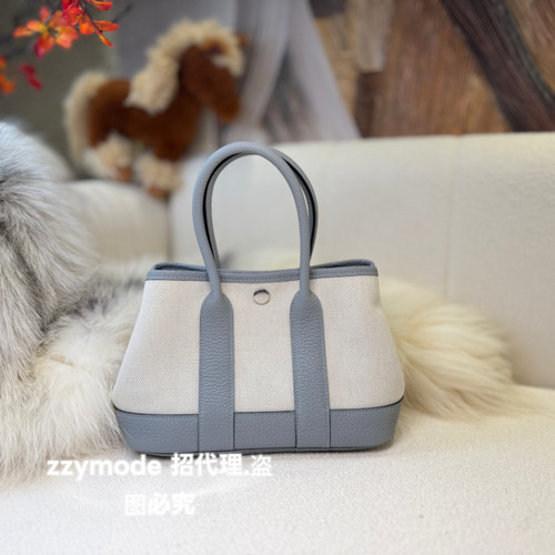 2025新款Garden花园包mini23cm帆布皮拼皮negonda皮冰川蓝