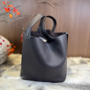 26cm菜篮子picotin手工蜡线订制乌木色原厂TC皮18cm水桶包