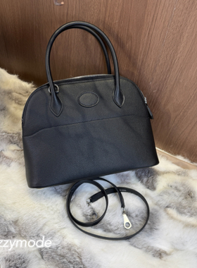 保龄球女包Bolide27进口evercolor皮黑色内拼大红手工蜡线缝制