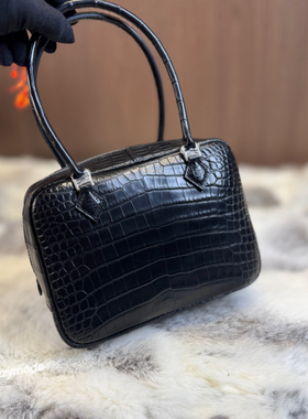 全手缝鳄鱼皮羽毛包plume 单肩斜挎包 黑色美洲皮 手提包 迷你包