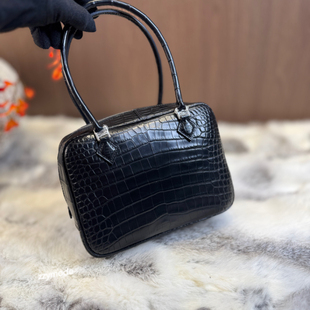 全手缝鳄鱼皮羽毛包plume 单肩斜挎包 黑色美洲皮 手提包 迷你包