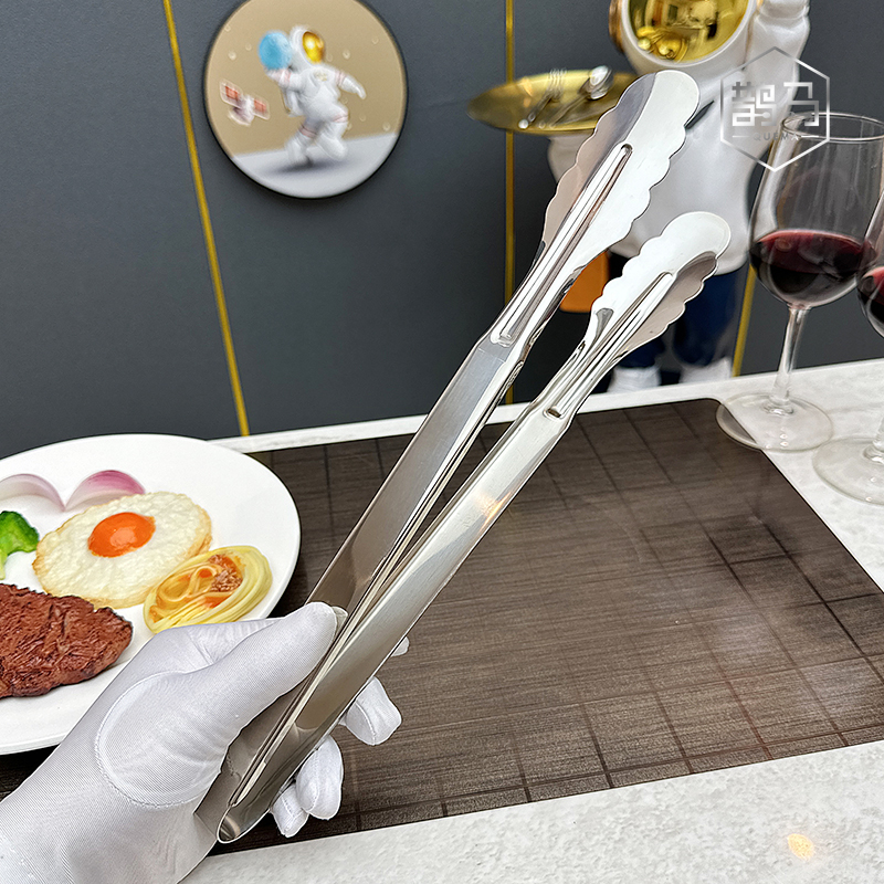 加厚不锈钢食品夹 自助餐麻辣烫烧烤夹子 面包食物长夹子酒店用品