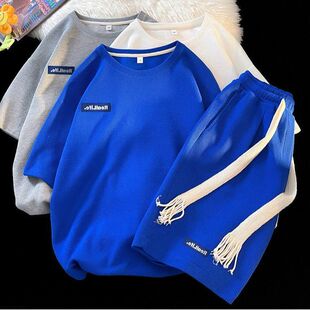 短袖潮牌时短裤T恤青少年夫格大码夏季男休闲运动服 套装尚华女款