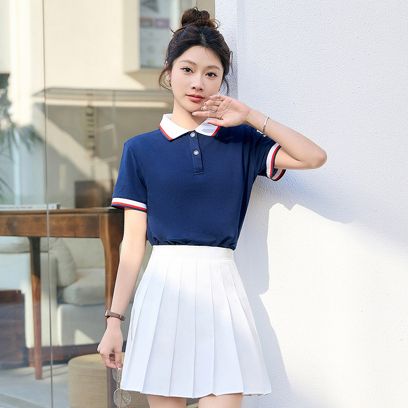 幼儿园老师工作服夏季短袖polo衫学院风校服套装教师园服定制logo