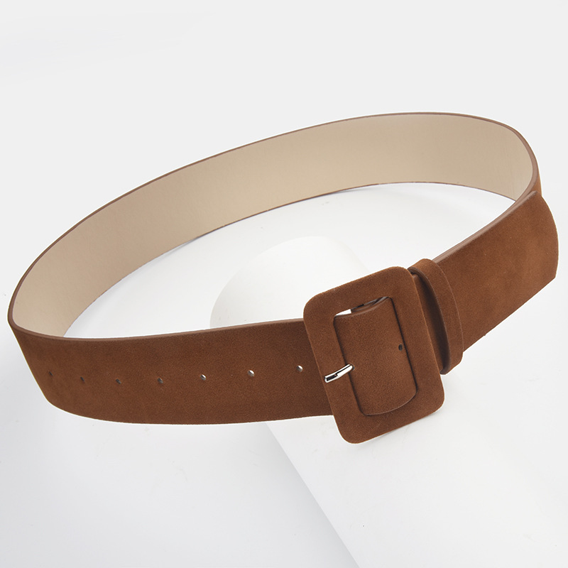 仿麂皮绒腰封宽腰带y2k辣妹装饰配裙子设计感小众时尚复古皮带女