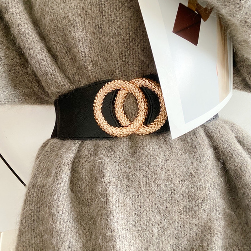 腰带女装饰大衣宽配松紧欧美风