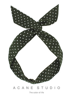 ACANE 灯芯绒星星波点酒红军绿色圣诞新年节日复古甜美兔耳朵发带