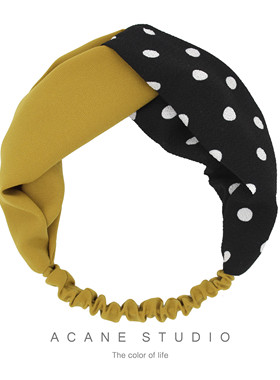 ACANE 撞色彩色黑波点文艺复古个性甜美可爱日韩交叉发带箍头饰品
