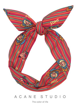 ACANE 红绿条纹卡通飞船可爱复古文艺小清新学院风宽发带箍头饰品