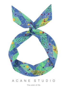 ACANE 海蓝色圣诞节日气息文艺复古气质日韩兔耳朵铁丝发带头饰品