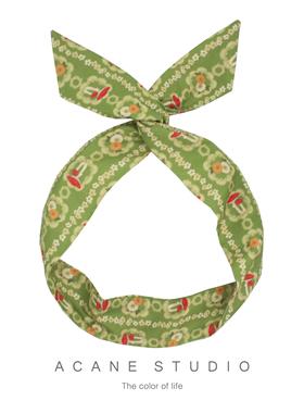 ACANE 草绿色菊花小蘑菇可爱甜美文艺复古小清新兔耳朵发带头饰品