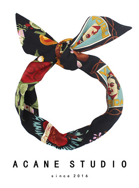 ACANE 欧美个性复古印花碎花气质文艺超宽兔耳朵铁丝发带箍头饰品