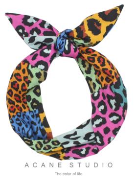 ACANE 彩色豹纹个性酷炫文艺复古欧美超宽打结发带箍包头巾头饰品