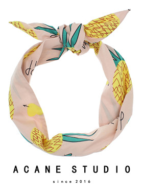 ACANE 浅粉色菠萝复古个性文艺可爱度假风打结超宽发带箍头饰品