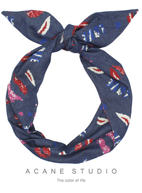 ACANE 牛仔彩色唇印文艺复古个性气质活泼欧美超宽复古发带头饰品