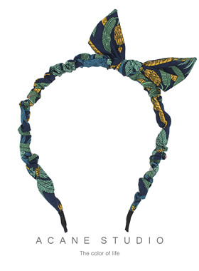 ACANE 纯棉个性文艺复古气质小清新摩登欧美小蝴蝶结堆折发箍卡