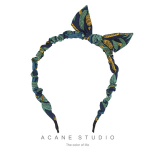 ACANE 文藝復古氣質小清新摩登歐美小蝴蝶結堆折發箍卡 純棉個性