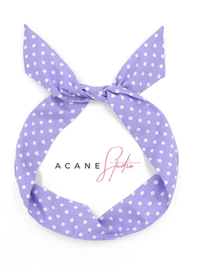 ACANE 浅紫色波点可爱小清新超仙文艺复古ins铁丝兔耳朵发带头饰