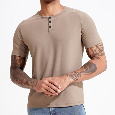 橙义家男短袖美式亨利衫