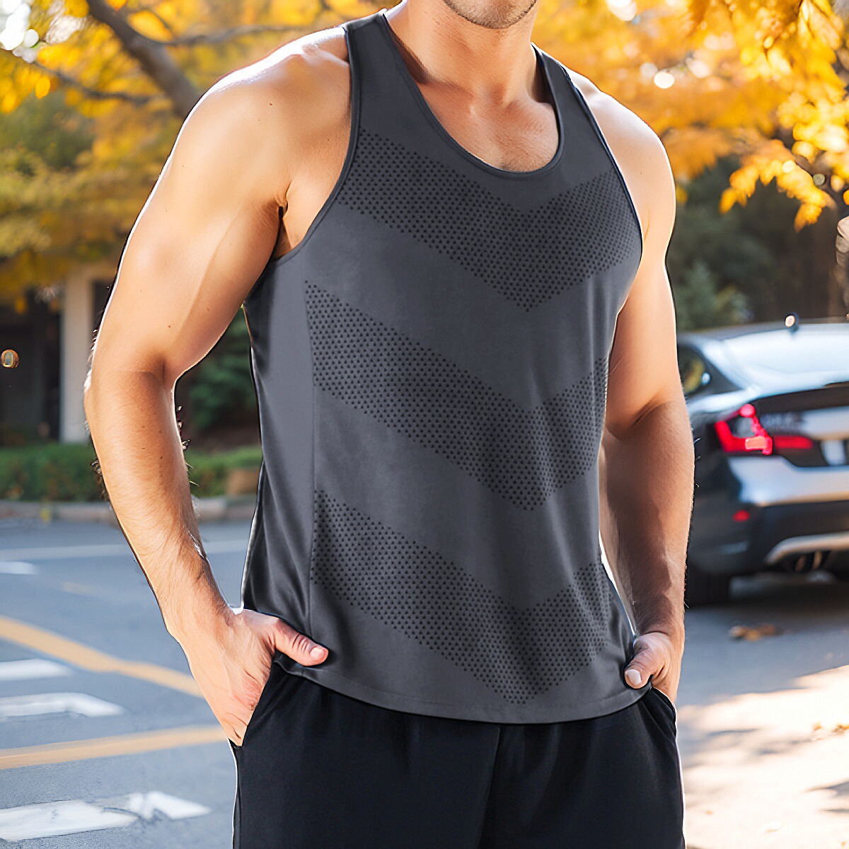 橙义家大码无袖速干健身背心男士
