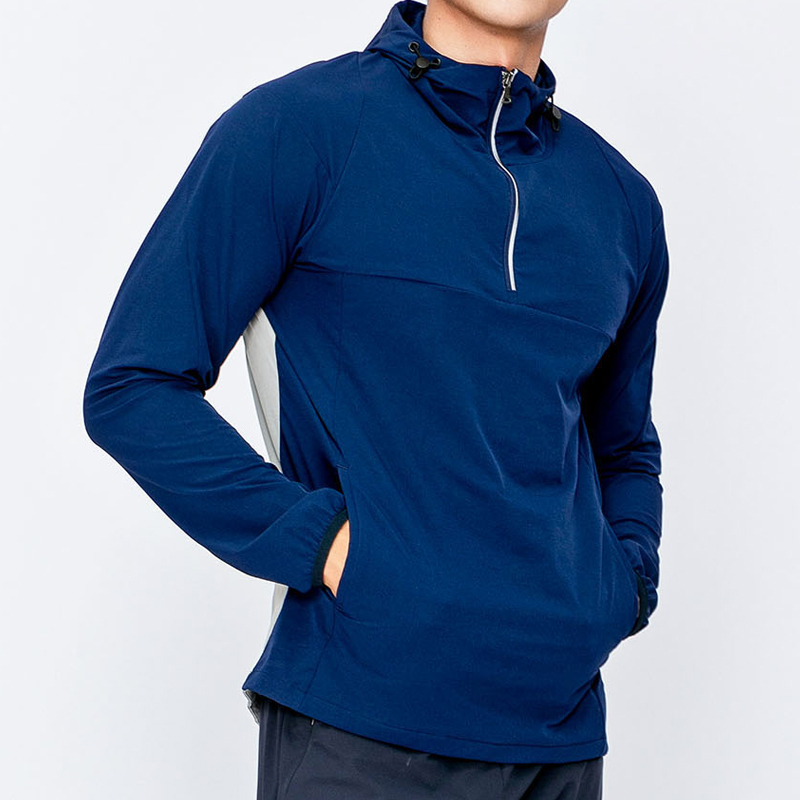 橙义家跑步高领连帽衫防水速干