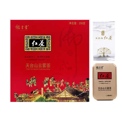 天台特产天台山华顶云雾茶正明茶庄龙皇堂功夫红茶250g茶叶礼盒装
