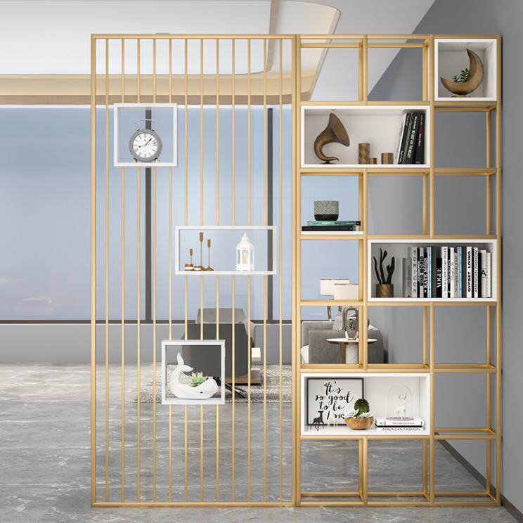 北欧金属屏风隔断客厅轻奢铁艺格栅简约玄关现代洗漱台花格置地式