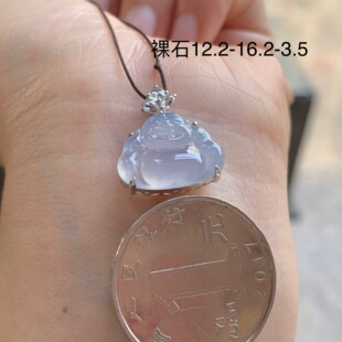 翡翠冰种紫罗兰佛公吊坠 金钻镶嵌