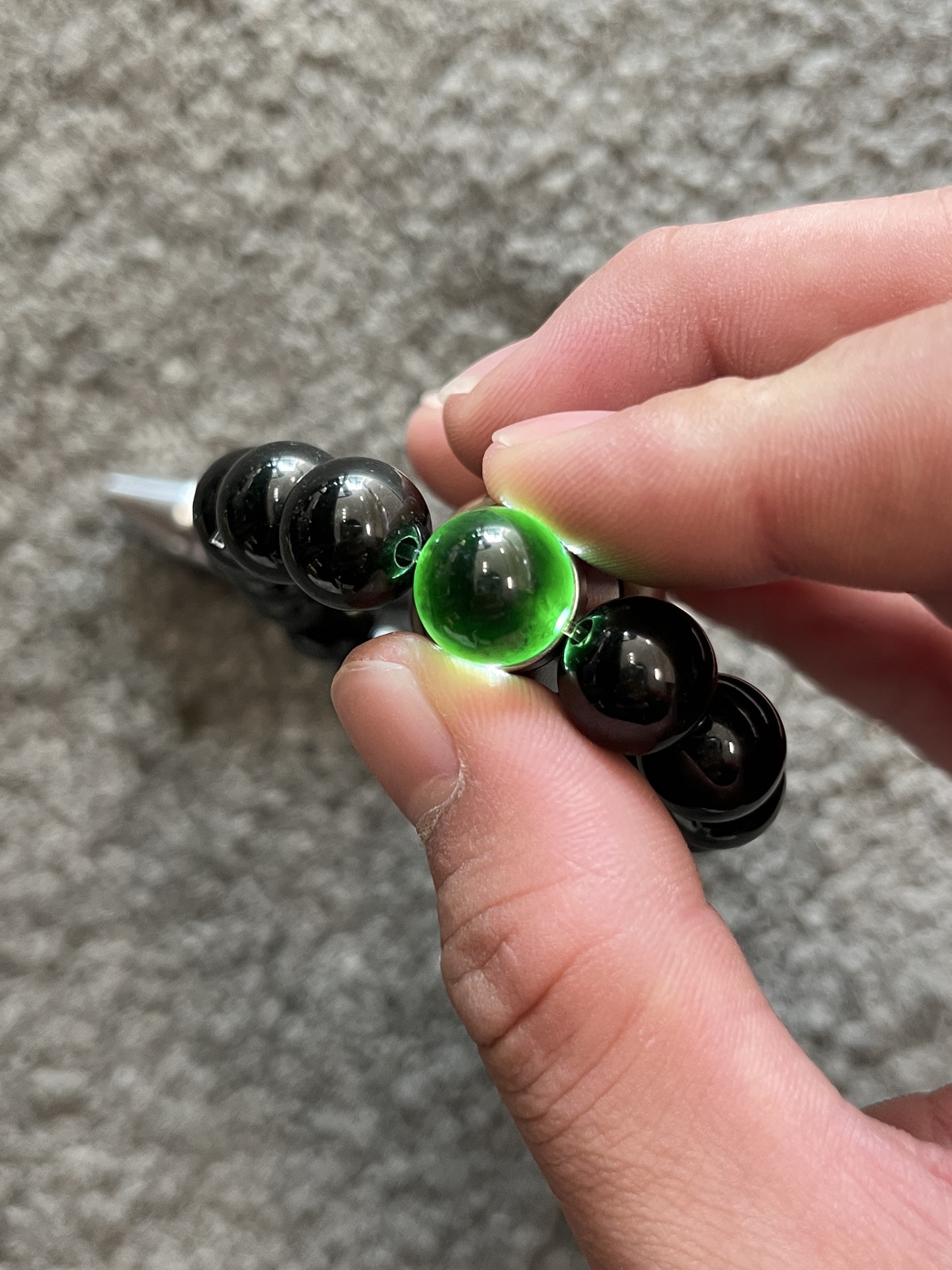 天然翡翠墨翠手串 冰种 黑度好