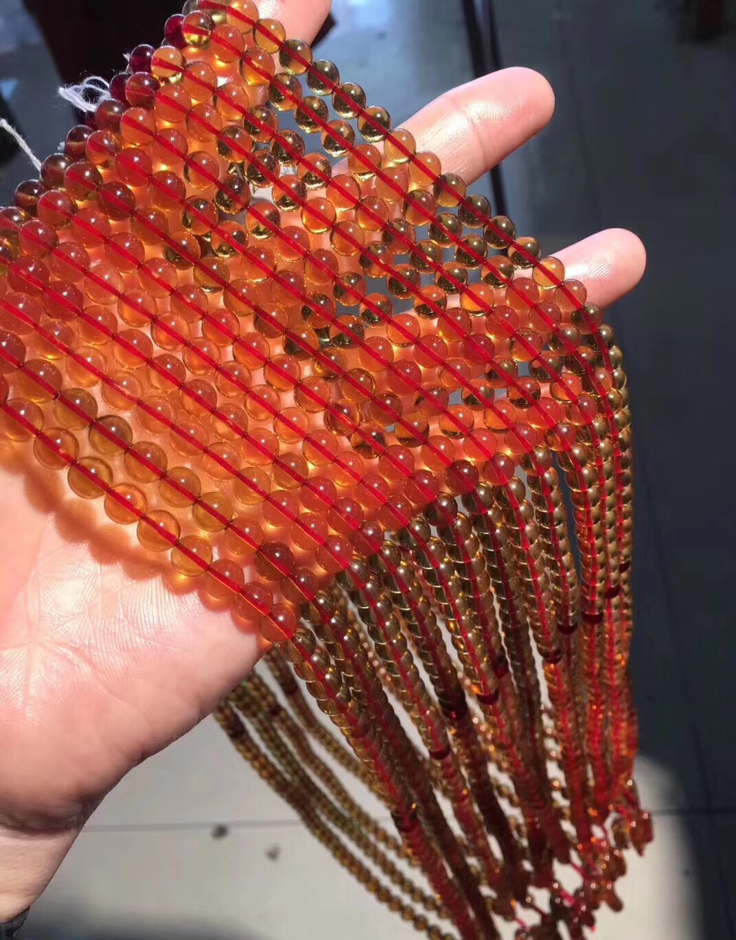 【素缘】缅甸纯天然琥珀手链 血珀红茶珠子108佛珠手串 克价15