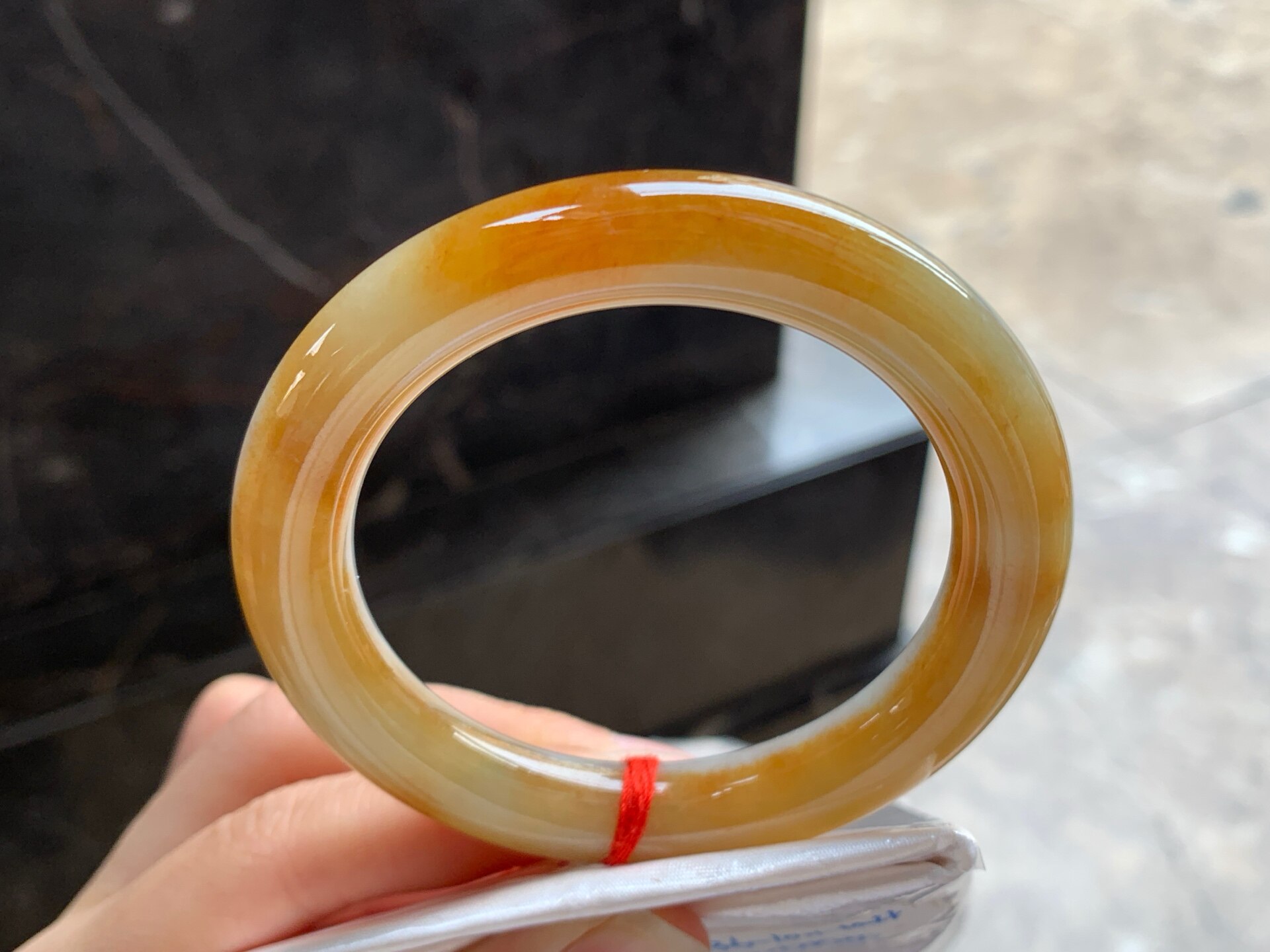 翡翠红翡圆条手镯 圈口53 54