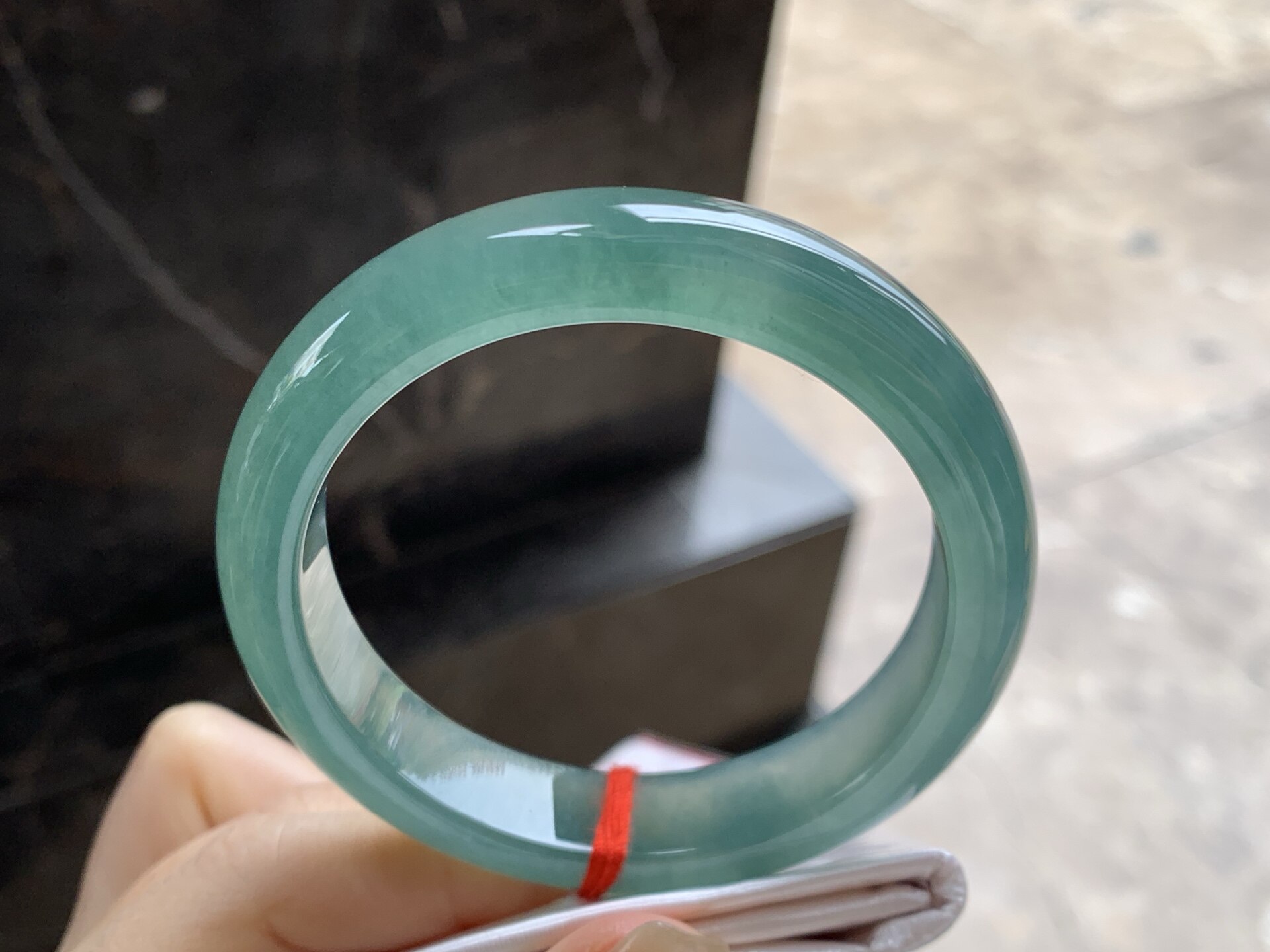 翡翠冰种老蓝水手镯 圈口55