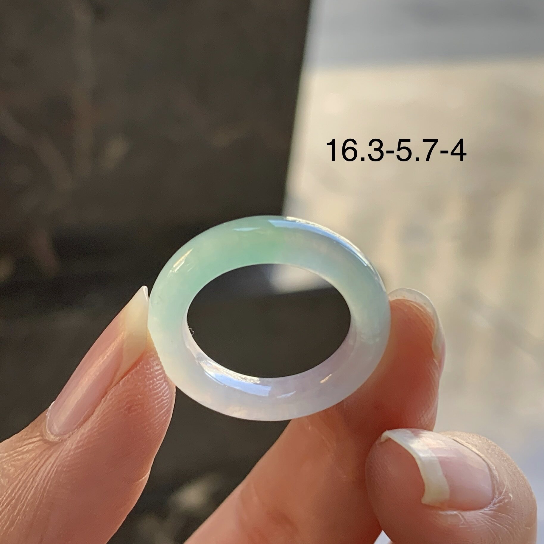 翡翠冰种晴绿指环 颜色清晰 12号指圈