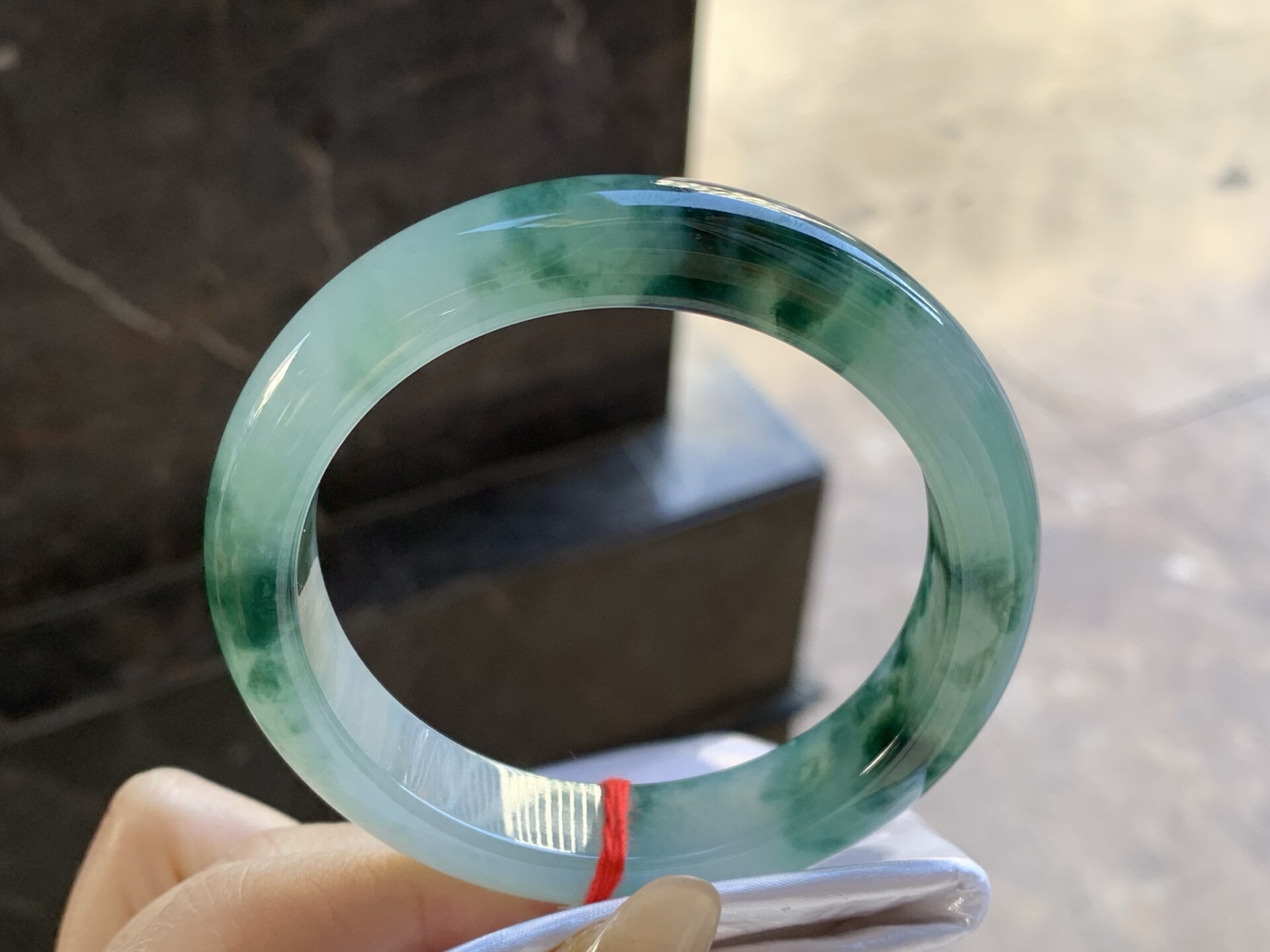 翡翠飘花手镯 圈口56 57