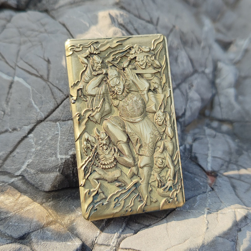 双面浮雕佐罗538窄机盔甲煤油打火机重甲雕刻钟馗捉鬼可定制图案