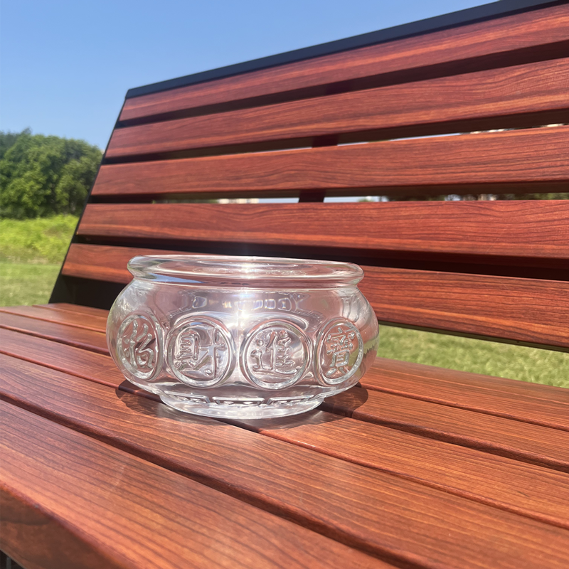 大小号透明白水晶聚宝盆摆件福袋