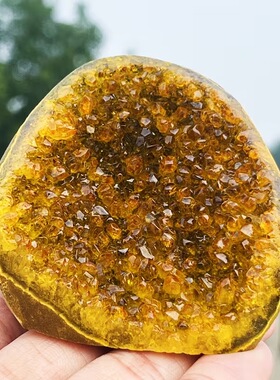 天然水晶原矿黄色水晶簇水晶洞晶阵消磁净化招财玄关桌面奇石摆件